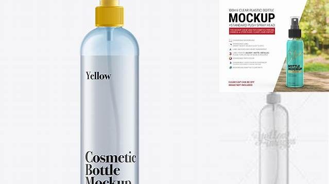 4421+ 350ml Clear Plastic Boston Bottle PSD Mockup Editable Mockup PSD