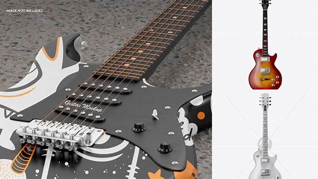 4422+ Glossy Electric Guitar PSD Mockup Front View Unique and Editable PSD