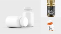 4423+ Metallic Pills Bottle PSD Mockup Front View High-Angle Shot Download Free