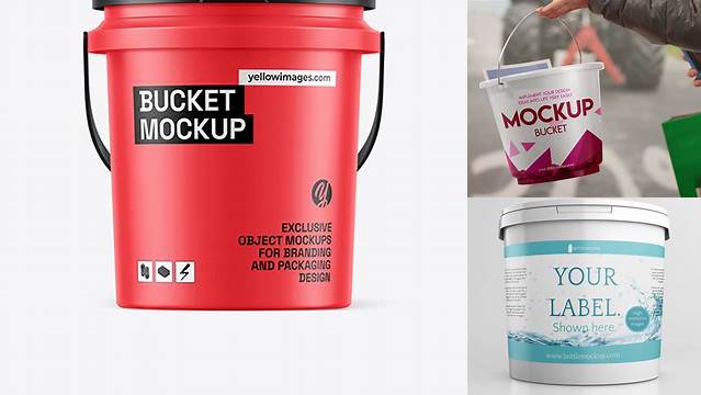 4428+ Matte Bucket PSD Mockup Side View Layered PSD File Free Download