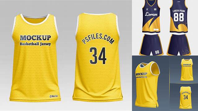 443+ Men’s Basketball Jersey PSD Mockup Back Half Side View Include TIFF