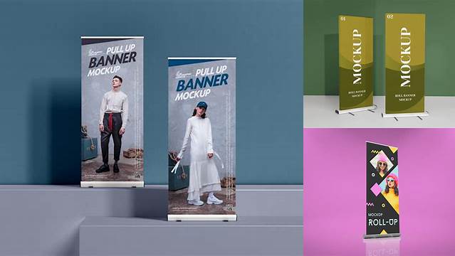 4433+ Pull Up Banner Mockup Professional PSD Mockup