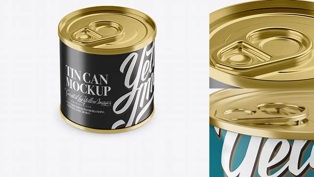 4433+ Tin Can with Metal Rim PSD Mockup High-Angle Shot Creative High-Resolution PSD Freebie