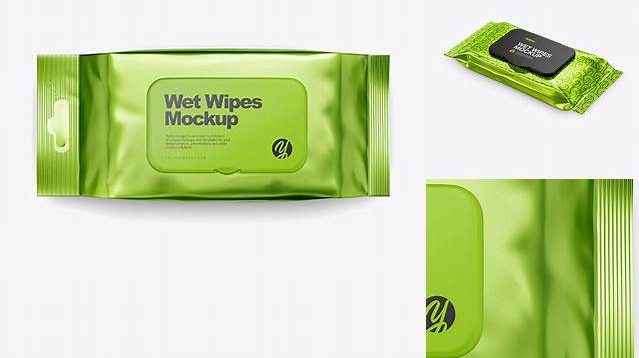 4434+ Metallic Wet Wipes Pack with Plastic Cap PSD Mockup Top View Download Professional PSD