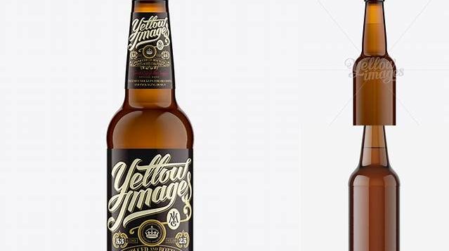 4437+ 330ml Long-Neck Amber Bottle For Beer PSD Mockup Exclusive Editable PSD File