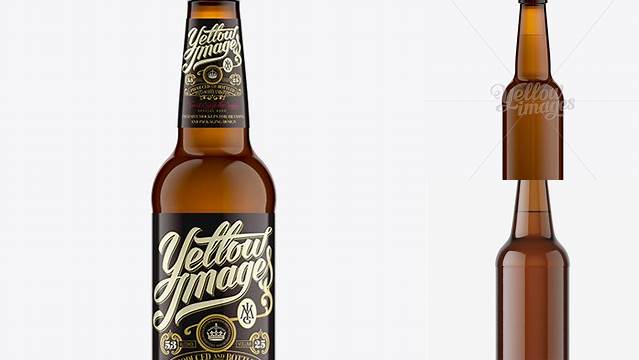 4437+ 330ml Long-Neck Amber Bottle For Beer PSD Mockup Exclusive Editable PSD File