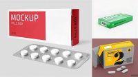 4441+ Glossy Box with Pills PSD Mockup Half Side View High-Resolution Editable PSD