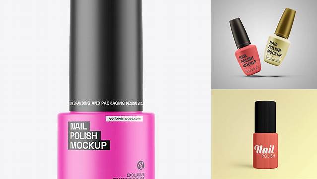 4441+ Matte Nail Polish Bottle PSD Mockup Front View High-Resolution Graphic