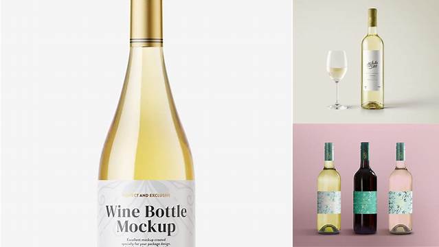 4442+ White Wine Glass Bottle PSD Mockup Creative Layered Design File