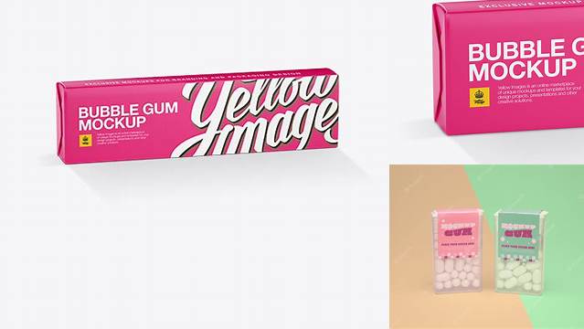 4448+ Bubble Gum Pack PSD Mockup Halfside View Exclusive Editable PSD File