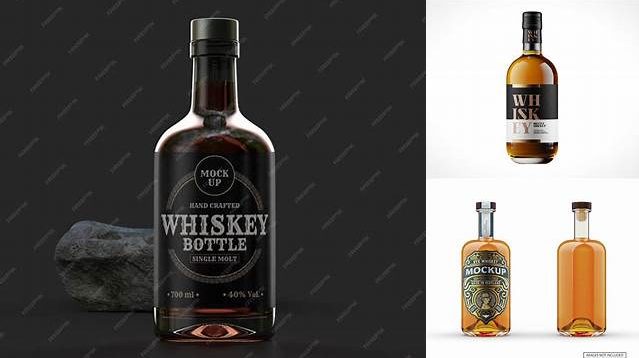 445+ Glass Whisky Bottle PSD Mockup High-End Creative PSD Template