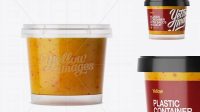 445+ Glossy Plastic Container With Sauce PSD Mockup Eye-Level Shot Versatile Mockup for Designers