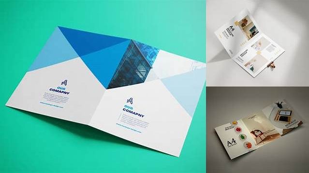 4453+ A4 Folded Brochure PSD Mockup High Angle Shot Customizable PSD Templates