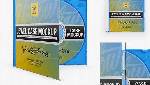 4453+ Opened Jewel Slim Case PSD Mockup Front View Easy-to-Edit PSD