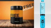 4454+ Gloss Plastic Sport Nutrition Bottle PSD Mockup Eye-Level Shot Exclusive Free Photoshop Mockup