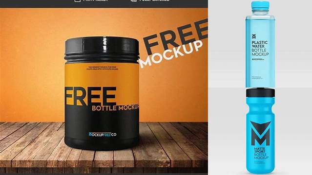 4454+ Gloss Plastic Sport Nutrition Bottle PSD Mockup Eye-Level Shot Exclusive Free Photoshop Mockup