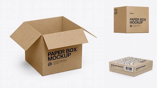 4454+ Kraft Box PSD Mockup Half Side View Digital Download