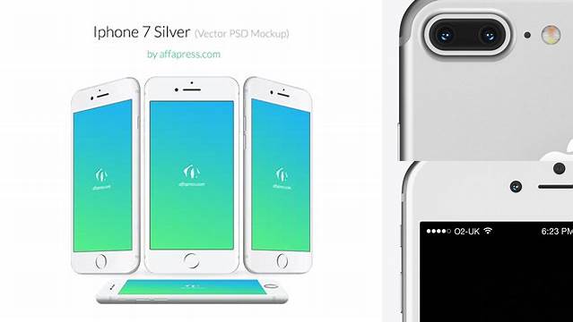 4458+ Apple iPhone 7 Plus Silver PSD Mockup Front & Back Views Smart Editable Design Mockup