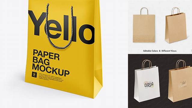 4460+ Rope Handle Paper Bag PSD Mockup Half Side View Download Free PSD