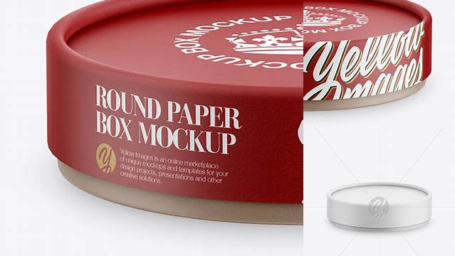 4462+ Matte Round Paper Box PSD Mockup Front View High-Quality PSD Files