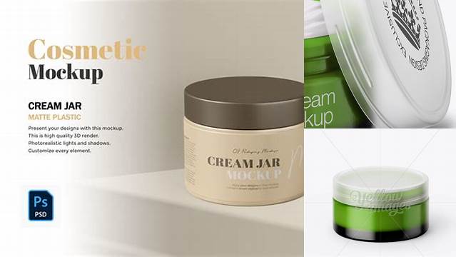 4469+ Green Cream Jar With Transparent Cap PSD Mockup High-Angle Shot Photoshop Freebie