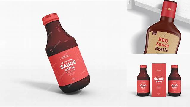 4471+ Plastic Jar with Barbecue Sauce PSD Mockup Editable and Customizable PSD