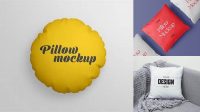 4471+ Round Pillow PSD Mockup Half Side View Elegant Design Mockup PSD