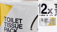 4476+ 12x Toilet Tissue Pack PSD Mockup Half Side View Professional Photoshop Design Freebie