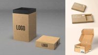 4476+ Two Kraft Boxes PSD Mockup Front View Elegant PSD Mockup