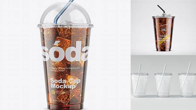 4478+ Transparent Plastic Soda Cup With Ice PSD Mockup Professional Graphic PSD Download