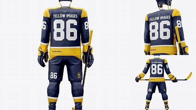 448+ Men’s Full Ice Hockey Kit PSD Mockup Back View Creative Design PSD Free Download