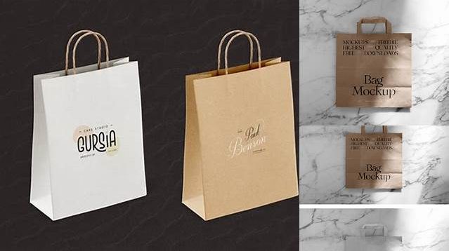 4480+ Kraft Paper Shopping Bag PSD Mockup Front View Elegant and Stylish Mockup