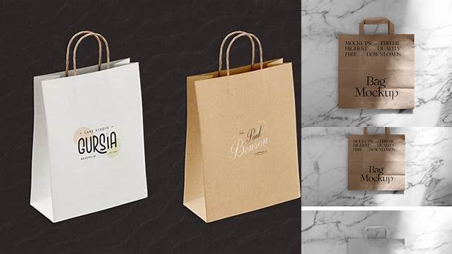 4480+ Kraft Paper Shopping Bag PSD Mockup Front View Elegant and Stylish Mockup