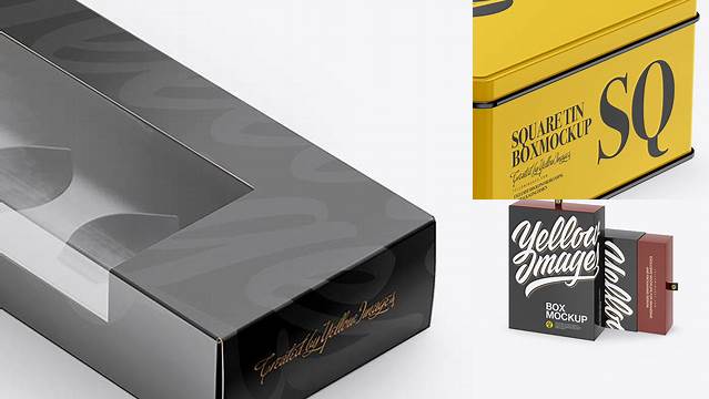 4482+ Two Glossy Boxes PSD Mockup Half Side View High Angle Shot High Resolution