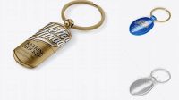 4484+ Metallic Keyring PSD Mockup Halfside View High-Angle Shot High-Resolution Editable PSD