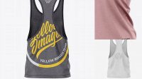 4485+ Men's Heather Racer-Back Tank Top PSD Mockup Front Half Side View High-Quality Design Free PSD