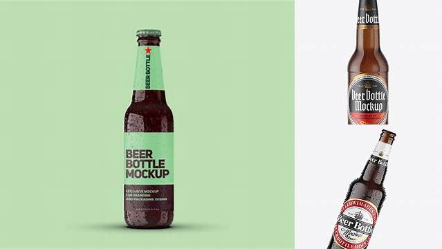 4487+ Amber Beer Bottle With Condensation PSD Mockup Download Premium Free PSD