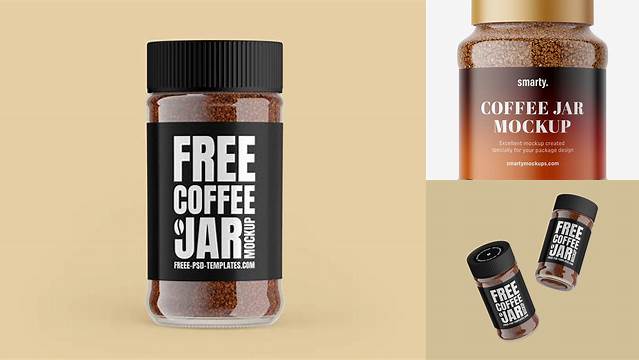 4487+ Frosted Jar With Instant Coffee PSD Mockup Smart Editable Design Mockup