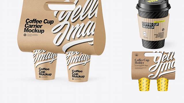 4488+ Kraft Coffee Cup Carrier PSD Mockup Customizable Design Files