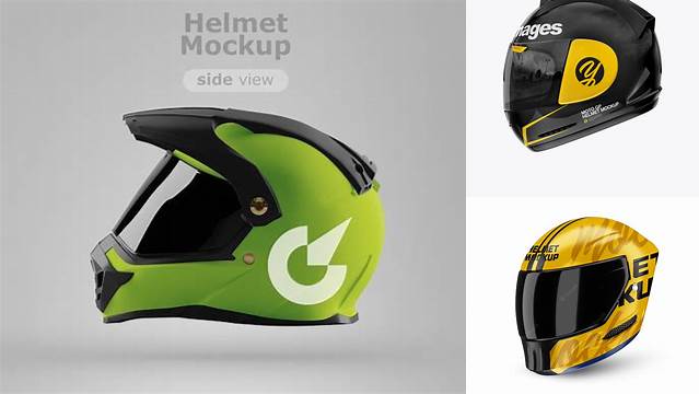 4489+ Moto GP Helmet PSD Mockup Half Side View Smart Object-Based PSD Template Free