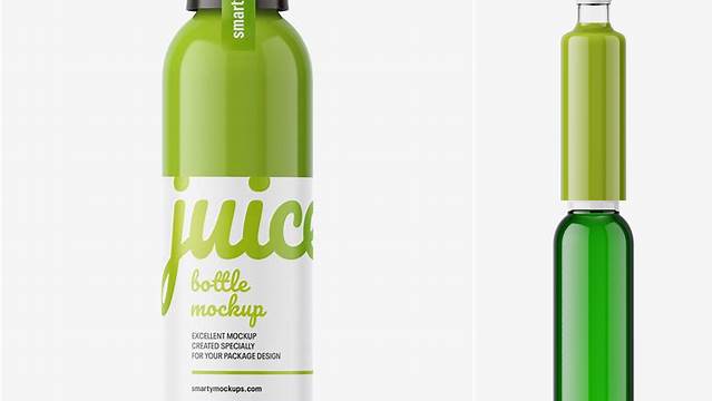 449+ Glossy Plastic Bottle with Green Drink PSD Mockup Smart PNG Image