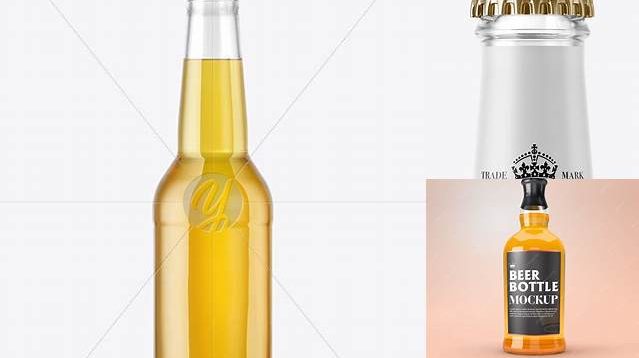 4490+ 275ml Clear Glass Lager Beer Bottle PSD Mockup PSD for Creative Projects