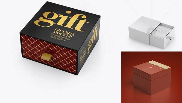 4492+ Glossy Gift Box PSD Mockup High-Angle Shot Downloadable PSD Design Template