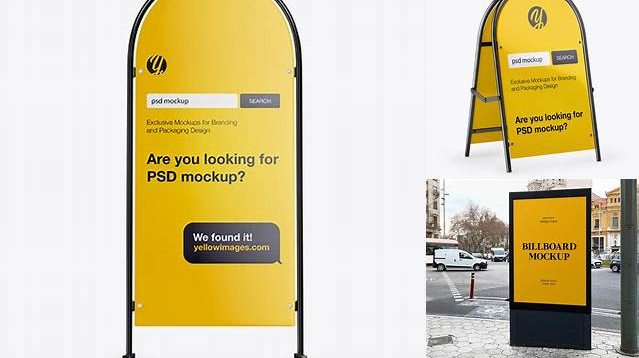 4497+ Glossy Street Stand PSD Mockup Half SIde View Exclusive Editable PSD File