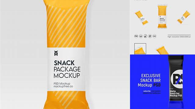 4500+ Vacuum Snack Package PSD Mockup Front View Best for Showcase