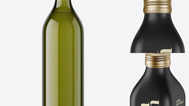 4501+ 0.5L Black Matte Olive Oil Bottle PSD Mockup Front view PSD for Creative Projects