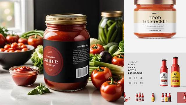 4501+ Clear Glass Jar with Sauce PSD Mockup Elegant and Versatile PSD Resource