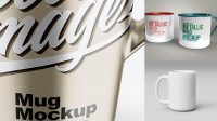 4503+ Metallic Mug with Cap PSD Mockup Front View High-Angle Shot Free Mockup Templates