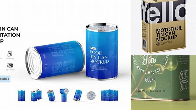 4506+ Glossy Oil Tin Can PSD Mockup High-Angle Shot Versatile and Elegant PSD File