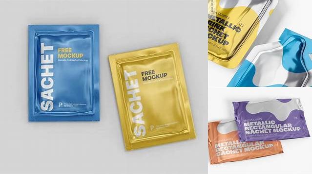 4507+ Matte Metallic Sachet PSD Mockup Creative Design Mockup